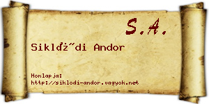 Siklódi Andor névjegykártya